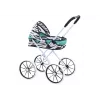 LEAN TOYS Puppenwagen Große Räder Klappbar Zebra Türkis