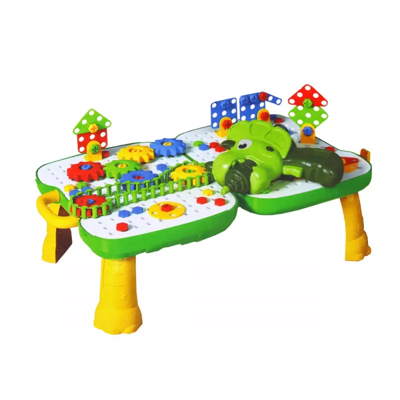 LEAN TOYS Tisch-Koffer DIY Set Puzzle Bausteine Dinosaurier Schraubendreher 249 Teile