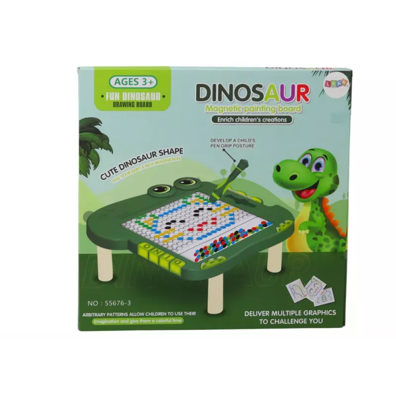 LEAN TOYS Pädagogisches Magnetbrett Dinosaurier-Pad-Puzzle Grüne Perlen