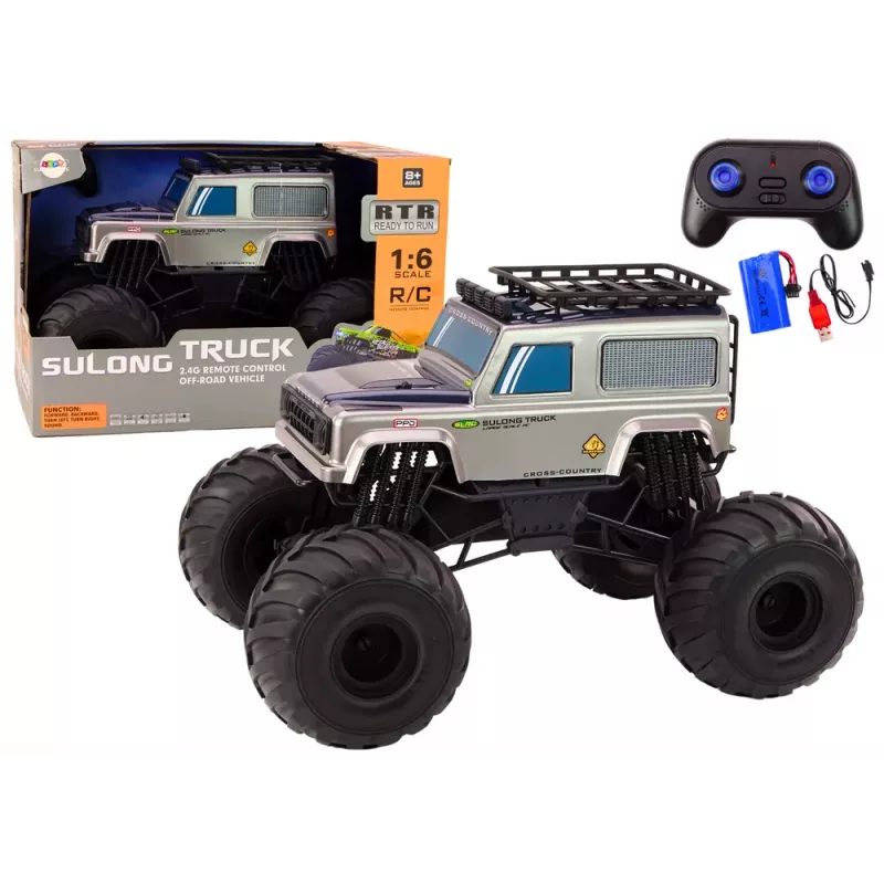 LEAN TOYS Großer Off-Road-Fernbedienungs-SUV 2.4G RC 1:6 Grau