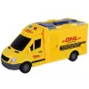 LEAN TOYS Lieferwagen 1:16 Reibungsantrieb mit Türen zum Öffnen, Licht und Sound, Gelb