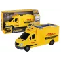 LEAN TOYS Lieferwagen 1:16 Reibungsantrieb mit Türen zum Öffnen, Licht und Sound, Gelb