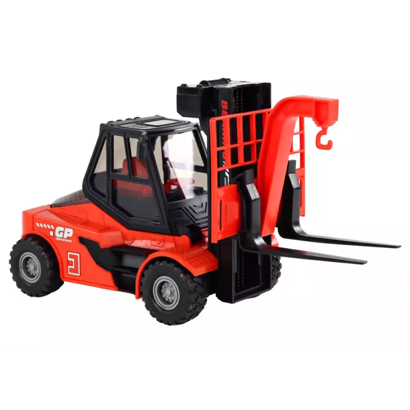 LEAN TOYS Red Forklift 1:16 Moving Forks Sounds Lights