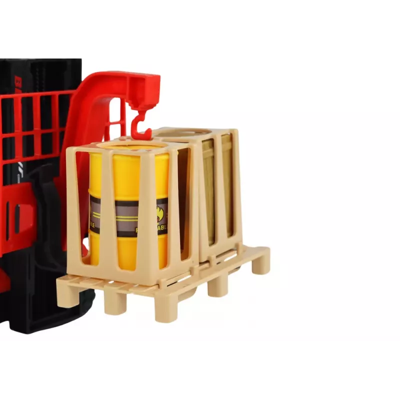 LEAN TOYS Red Forklift 1:16 Moving Forks Sounds Lights