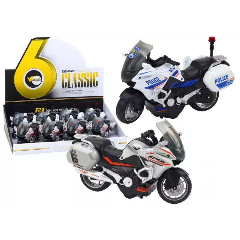 LEAN TOYS Polizei-Sportmotorrad mit Reibungsantrieb, Maßstab 1:10