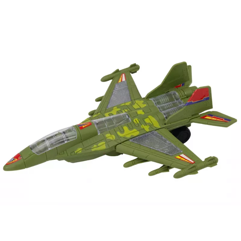 LEAN TOYS F35 Militärjäger mit Fahrlichtern und Soundeffekten Grün
