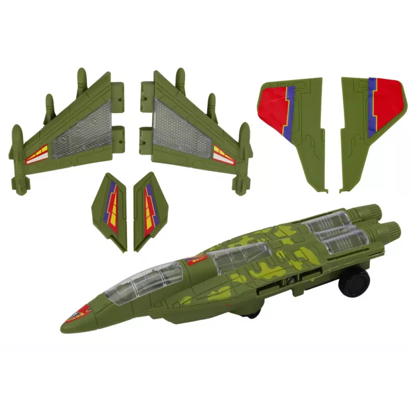 LEAN TOYS F35 Militärjäger mit Fahrlichtern und Soundeffekten Grün