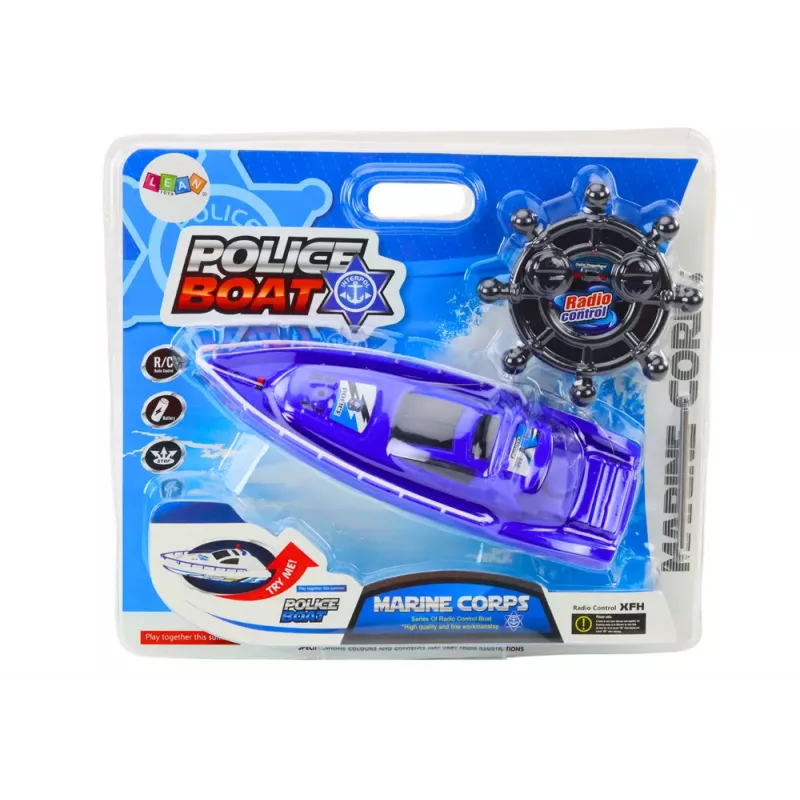 LEAN TOYS Fernbedienung Polizeiboot RC Blau 27MHz