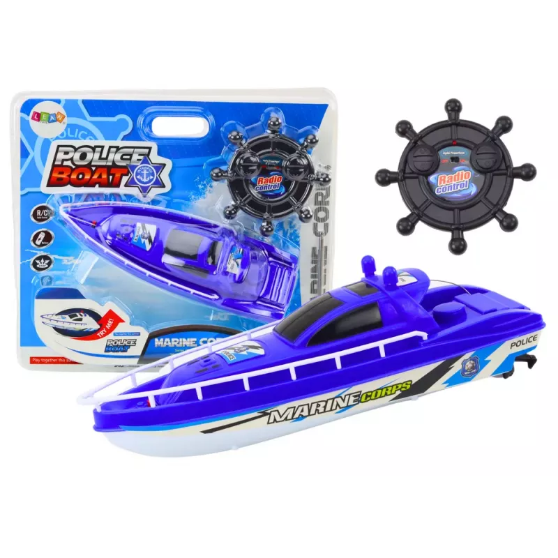 LEAN TOYS Fernbedienung Polizeiboot RC Blau 27MHz