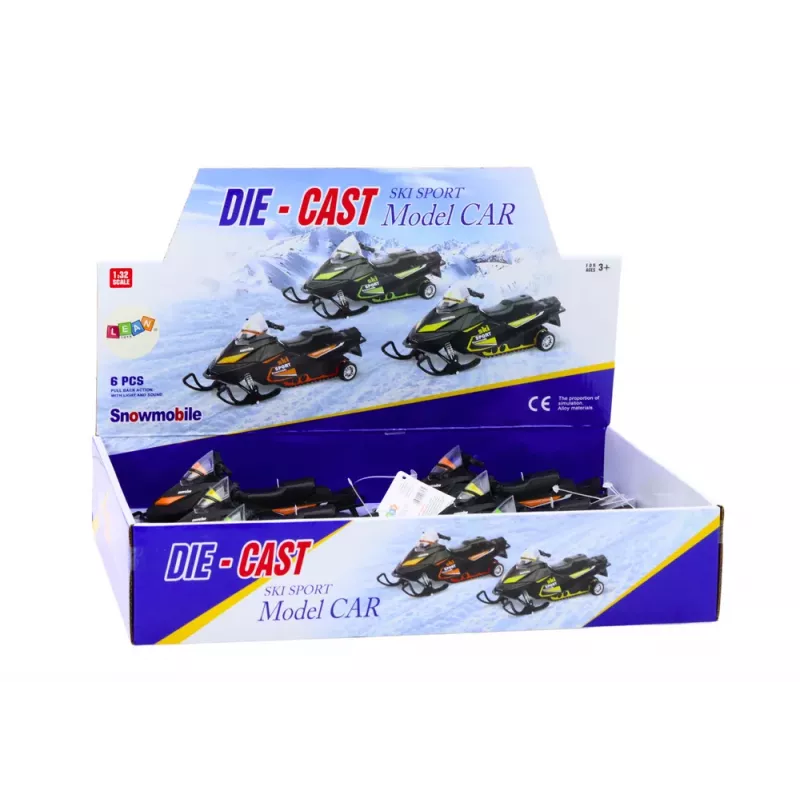 LEAN TOYS Schneemobil mit Federung und Antrieb, Maßstab 1:32, Lichter, Geräusche