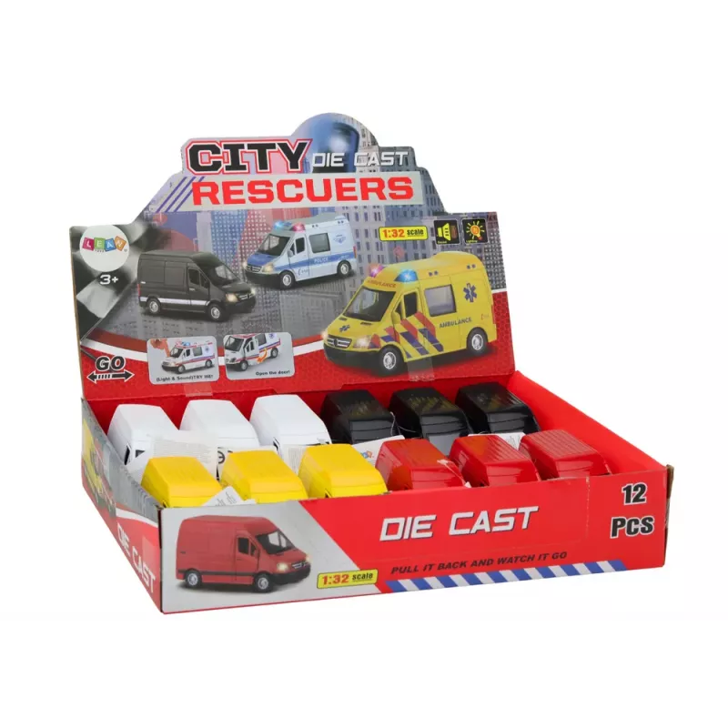 LEAN TOYS Delivery Car 1:32 Lights Sounds Red Black Yellow White