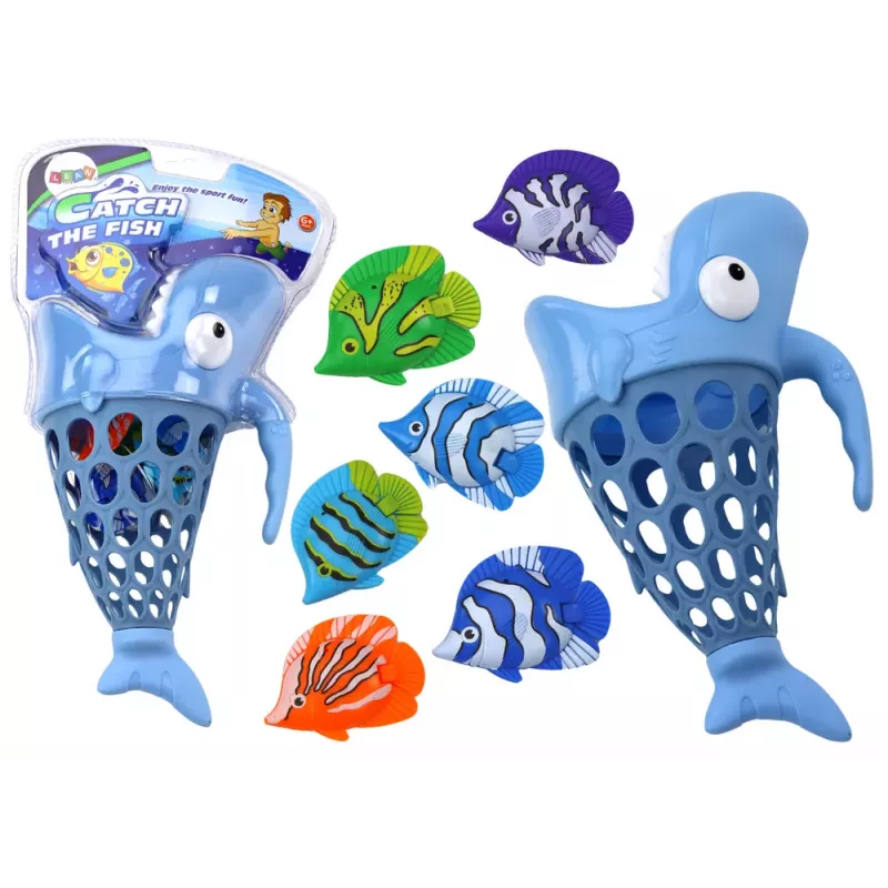 LEAN TOYS Fishing Basket Shark Fish Holder Blue