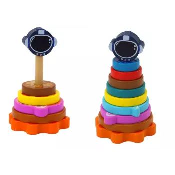 LEAN TOYS Pyramid Sorter Holz-Pyramidenpuzzle Planeten Weltraum 10 Teile