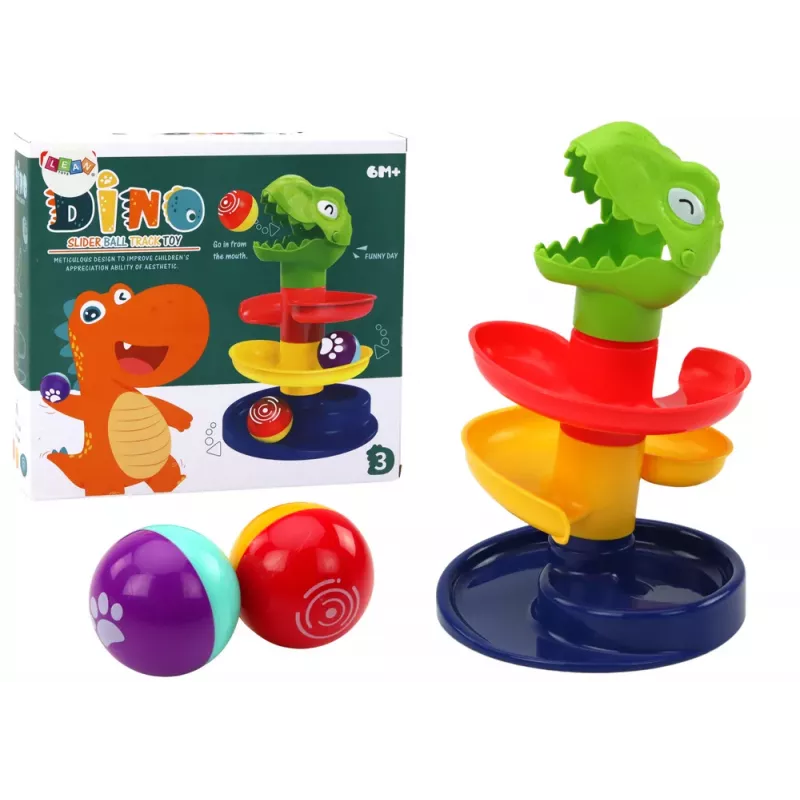 LEAN TOYS Educational Slide For Balls Sorter Green Dinosaur