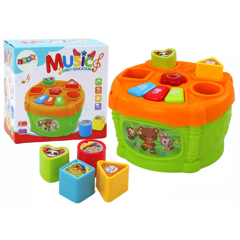 LEAN TOYS Interaktive Lern-Trommel Formen Grün und Orange