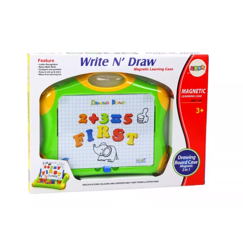 LEAN TOYS Magnetische Lerntafel Buchstaben Zahlen Marker Schwamm
