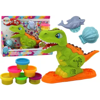 LEAN TOYS Dinosaurier Knete Set 6 Farben Delfin Formen Jakobsmuschel