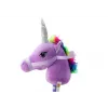 LEAN TOYS Plüsch-Einhornkopf am Stock Steckenpferd Lila Einhorn-Geräusche