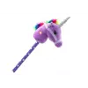 LEAN TOYS Plüsch-Einhornkopf am Stock Steckenpferd Lila Einhorn-Geräusche