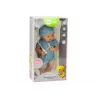 LEAN TOYS Babypuppe in blauer Kleidung, mit Mütze, Schnuller und Decke 35 cm