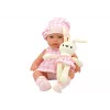 LEAN TOYS Babypuppe im Hasen-Tragetuch in rosa kariertem Outfit