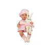 LEAN TOYS Babypuppe im Hasen-Tragetuch in rosa kariertem Outfit