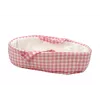 LEAN TOYS Babypuppe im Hasen-Tragetuch in rosa kariertem Outfit
