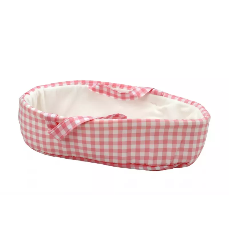 LEAN TOYS Babypuppe im Hasen-Tragetuch in rosa kariertem Outfit