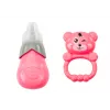 LEAN TOYS Puppe in marineblauem Kleid mit Pipi-Funktion, Flasche und Rasselgeräuschen