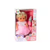 LEAN TOYS Puppe im hellrosa Kleid mit Pipi-Funktion, Fläschchen und Rassel