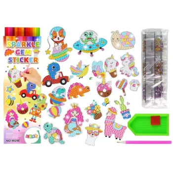 LEAN TOYS Diamond Embroidery Stickers - 12-teiliges Diamond Painting Sticker-Set für Kinder