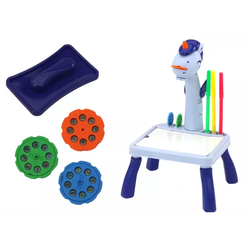 LEAN TOYS Mini Projektor Tetris Tisch 2in1 Blue Unicorn