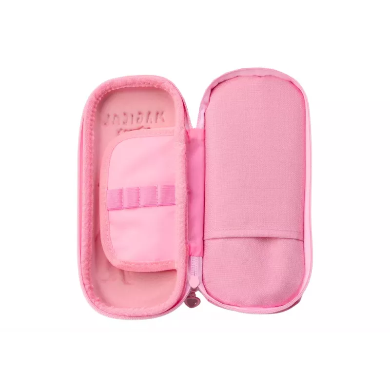 LEAN Pink Pencil Case with 3D Unicorn Two-compartment 24 cm x 11 cm x 7 cm