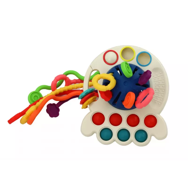 LEAN TOYS Bunter Oktopus Beißring Sensorikspielzeug für Babys