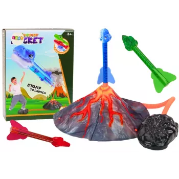 LEAN TOYS Dinosaurs Volcano Adjustable Rocket Launcher Game Set