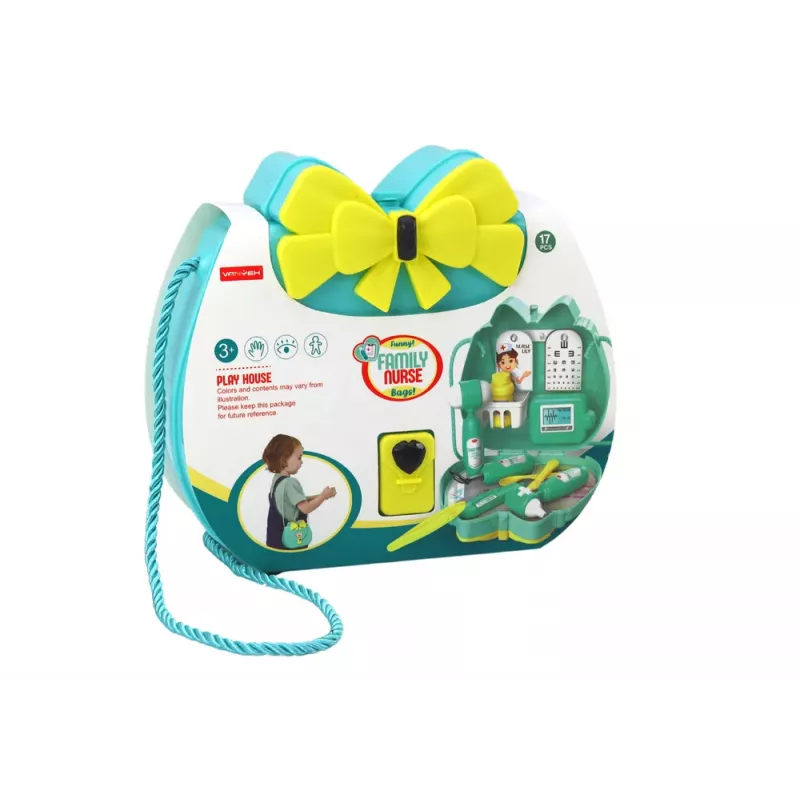 LEAN TOYS Türkises Arzt-Set in einer Tasche mit Kordelzug