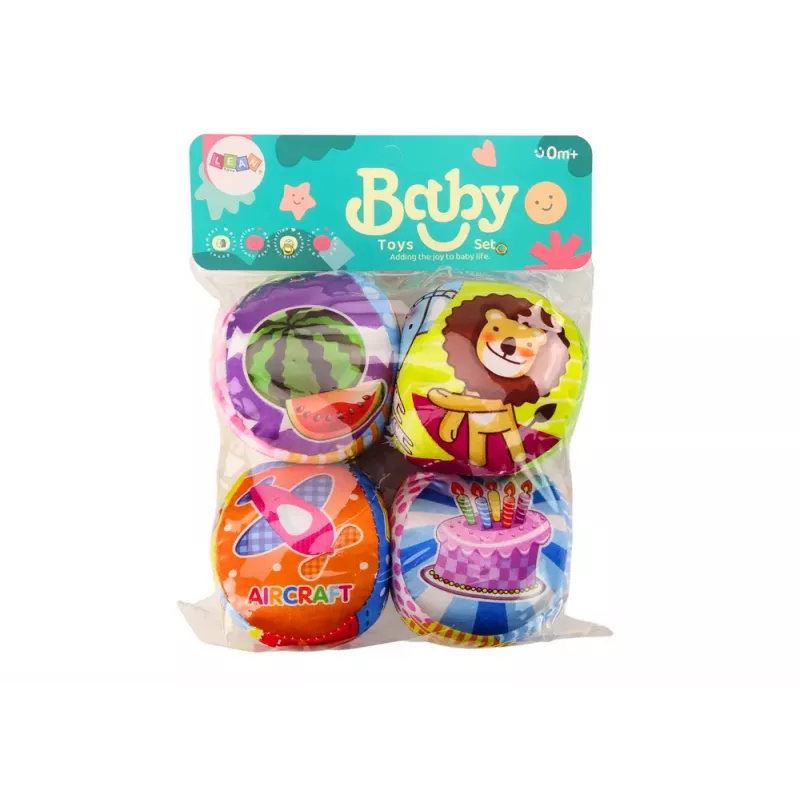 LEAN TOYS Soft Balls Colorful Educational Rattle Balls 4 pcs. Set