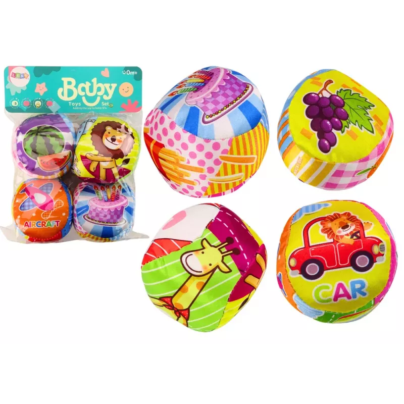 LEAN TOYS Soft Balls Colorful Educational Rattle Balls 4 pcs. Set