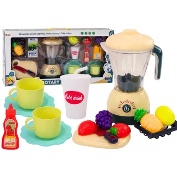 LEAN TOYS Elektrischer Mixer-Set, Früchte zum Schneiden, Lichter und Geräusche
