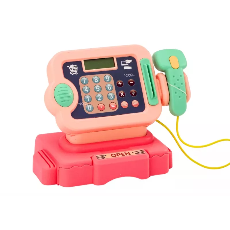 LEAN TOYS Registrierkasse Spielzeug Lernen Zählen Münzen Einkaufswagen Lichter Geräusche Pink