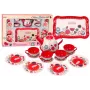 LEAN TOYS Kaffee-Tee-Set Tassen Kanne Tablett Rot Café 15-teilig