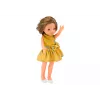 LEAN TOYS Puppe Gelbes Kleid Braune Haare Große Puppe 33cm