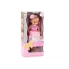 LEAN TOYS Puppe Rosa Kleid Lange Haare Haarnadel Bürste 38cm