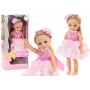 LEAN TOYS Puppe Rosa Kleid Lange Haare Haarnadel Bürste 38cm