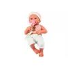 LEAN TOYS Babypuppe in weißer und rosa Kleidung, Mütze, Schnuller und Decke