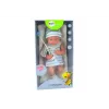 LEAN TOYS Babypuppe in blau-weißer Kleidung, mit Mütze, Schnuller, Lätzchen, Decke