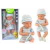 LEAN TOYS Babypuppe in blau-weißer Kleidung, mit Mütze, Schnuller, Lätzchen, Decke