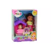 LEAN TOYS Mini Puppe langes Haar buntes Kleid Hund Buda