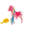 LEAN TOYS Figur Pferd mit bunter Mähne und rosa Bürstensattel