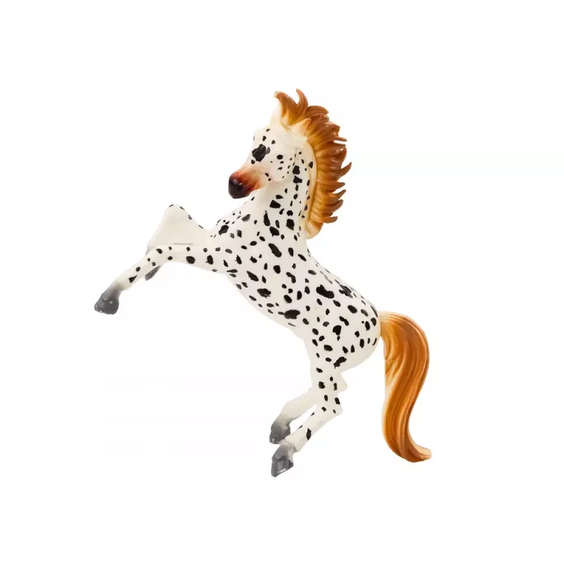 LEAN TOYS Pferdefigur Weißes Pferd mit Tupfen Stehend Stall Bauernhof Süßes Pferd